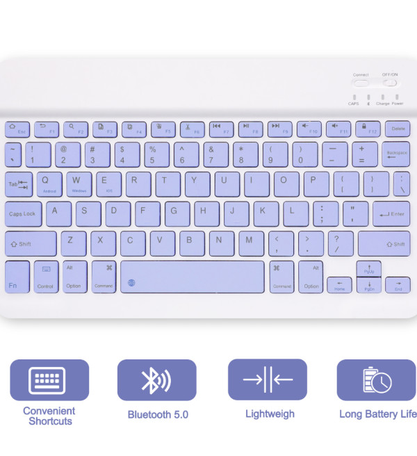 Purple Wireless Bluetooth Keyboard + Mouse Combo USB Office Silent Click Laptop Nirkabel Bluetooth Mini Keyboard Kombinasi 9.7 Inch/10 Inch