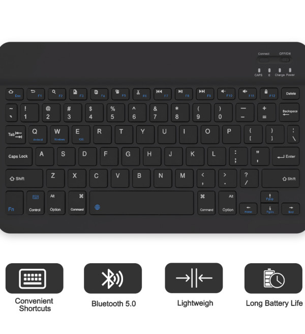 Simple Black Wireless Bluetooth Keyboard + Mouse Combo USB Office Silent Click Laptop Nirkabel Bluetooth Mini Keyboard Kombinasi 9.7 Inch/10 Inch