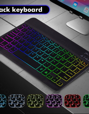 Black LED Wireless Bluetooth Keyboard + Mouse Combo USB Office Silent Click Laptop Nirkabel Bluetooth Mini Keyboard Kombinasi 9.7 Inch/10 Inch