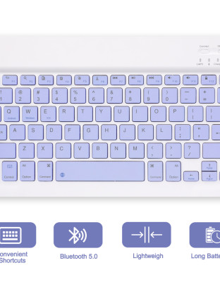 Purple Wireless Bluetooth Keyboard + Mouse Combo USB Office Silent Click Laptop Nirkabel Bluetooth Mini Keyboard Kombinasi 9.7 Inch/10 Inch