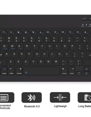 Simple Black Wireless Bluetooth Keyboard + Mouse Combo USB Office Silent Click Laptop Nirkabel Bluetooth Mini Keyboard Kombinasi 9.7 Inch/10 Inch